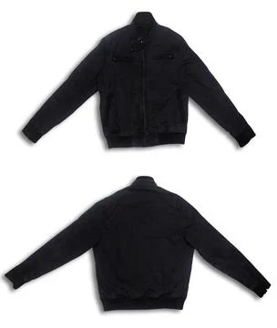 Blank template realistic coach jacket with ziper front and back isolated on.. Stock Photos