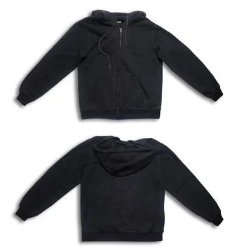 Blank template realistic coach jacket with ziper front and back isolated on.. Stock Photos