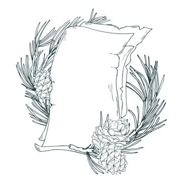 Blank template for text from craft sheets decorated with pine branches and cedar Stock Illustration