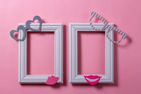 A blank template with two photo frames for placing an image or text inside on Stock Photos