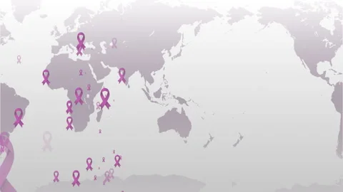 Blank text box for World Cancer Day with a floating pink awareness ribbon Stock Footage 326064628