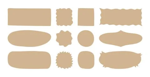 Blank text Frames template in Doodle style. Beige empty Textbox or speech b.. Stock Illustration