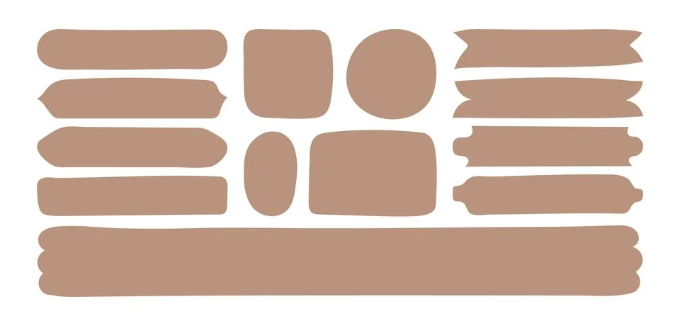 Blank text Frames template in Doodle style. Beige empty medieval Textbox isol Stock Illustration