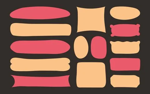 Blank text Frames template in Doodle style. Pink yellow empty Textbox isola.. Stock Illustration