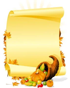 Blank thanksgiving invitation with cornucopia and vegetables Stock Illustration