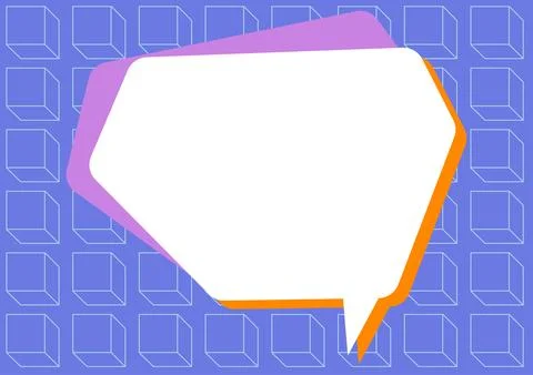 Blank Thought Bubble Over Cubic Shapes Colorful Background Design. Chat Box Stock Illustration