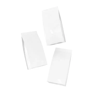 Blank Three Glossy White Coffee Bag Package isolated on a White Background Stock Illustration
