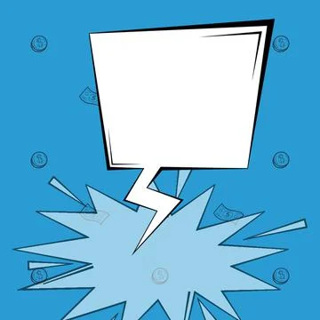 Blank Thunderstorm Speech Bubble And Explosive Frame With Copy Space Over Color Stock Illustration