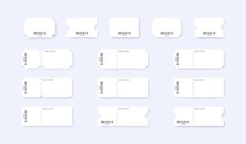 Blank ticket with barcode. Realistic mockup coupon template. Vector isolate.. 스톡 일러스트