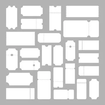 Blank tickets. Set of vector templates entry tickets. Concert, cinema cards.. Stock Illustration