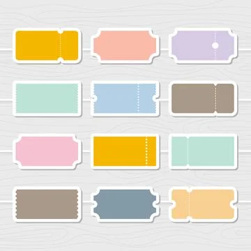 Blank tickets. Set of vector templates entry tickets. Discount, sale, coupo.. Stock Illustration