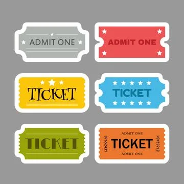 Blank tickets. Set of vector templates entry tickets. Concert, cinema, thea.. Stock Illustration