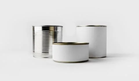 Blank tin cans Stock Photos