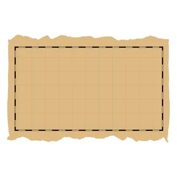 Blank torn edge parchment map template with grid and nautical border Illustrazione stock
