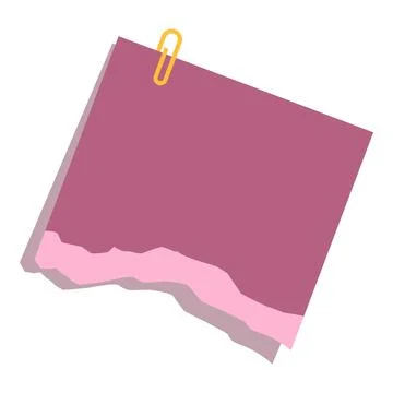 Blank torn note paper with paperclip holding corner Stock Illustration