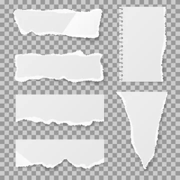 Blank torn paper with bends and tears. Vector set Stock Illustration