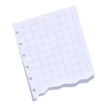 Blank torn squared paper sheet is folded on white background Illustrazione stock