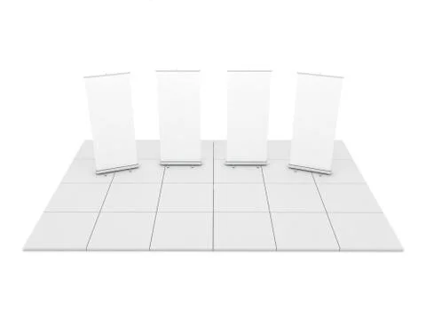 Blank trade show booth mock up rollup. 3D render Stock Illustration