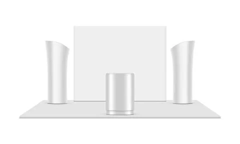 Blank Trade Show Booth With Table and Pillars for Exhibitions Stock Illustration