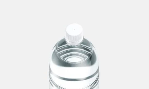 Blank transparent plastic bottle with cap mockup, gray background Illustrazione stock