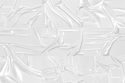 Blank transparent plastic foil wrap overlay mockup, gray background Illustrazione stock