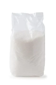 Blank transparent sugar pack or bag isolated on white background Stock Photos