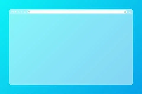Blank transparent web browser window with toolbar and search field on colorful Stock Illustration