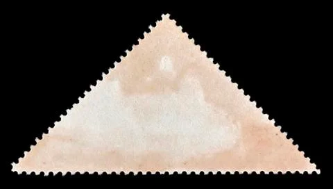 A Blank Triangle shape postage stamp surface in black Background. Stock Photos