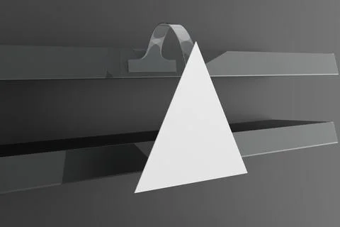 Blank Triangular Wobbler Mockup White Dark Background - 3D Illustration Rende Illustrazione stock