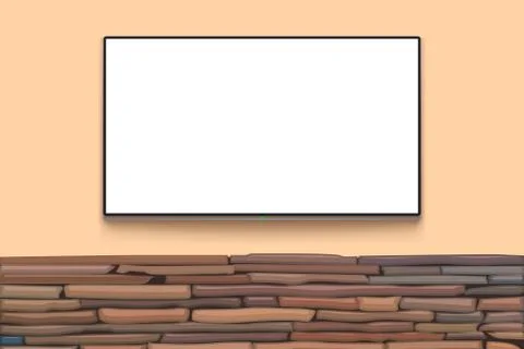 Blank tv on stone wall Stock Illustration