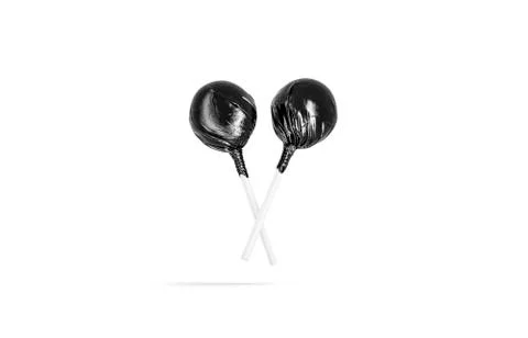 Blank two black lollipop wrapper mock up, no gravity Illustrazione stock
