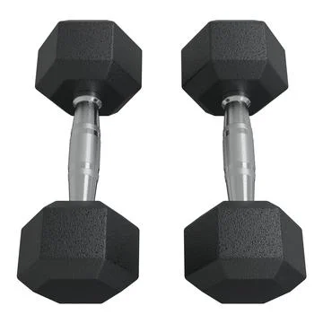 Blank Two Hex Dumbbells, weightlifting gym equipment top view Stock Illustration