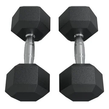 Blank Two Hex Dumbbells, weightlifting gym equipment top view Stock Illustration