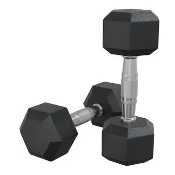 Blank Two Hex Dumbbells, weightlifting gym equipment Illustrazione stock