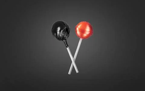 Blank two lollipop black wrapper and caramel mockup, no gravity Stock Illustration