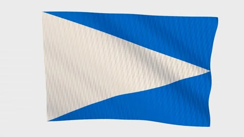Blank two tone diagonal flag waving in the wind on a grey background Video stock 343215682
