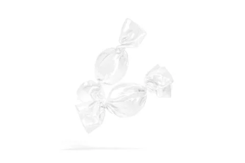 Blank two white hard candy foil wrapper mockup, no gravity Stock Illustration