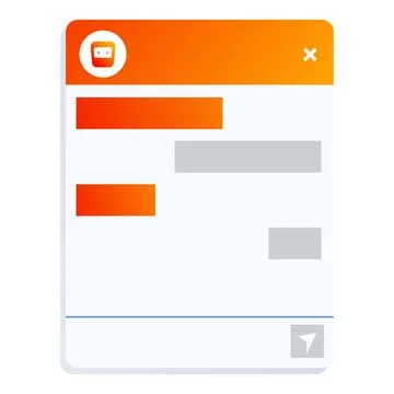 Blank ui mobile app screen showing messaging interface with orange header Illustrazione stock