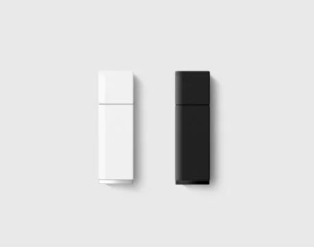 Blank usb drive design mock up set, black, white Illustrazione stock