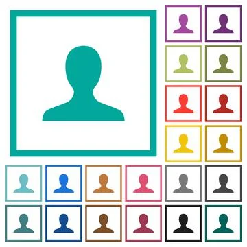 Blank user avatar flat color icons with quadrant frames イラスト素材
