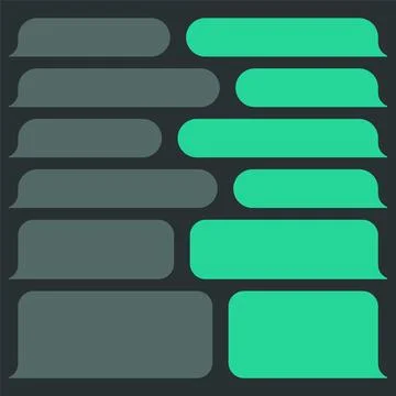 Blank various message bubbles. Green chat or messenger speech bubble. SMS text Stock Illustration