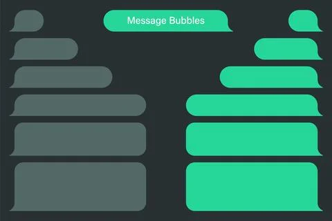 Blank various message bubbles. Green chat or messenger speech bubble. SMS text Stock Illustration