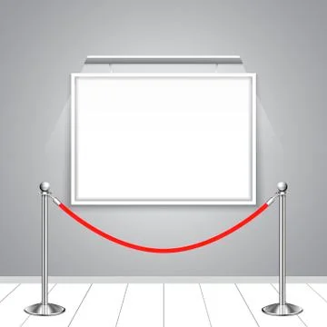 Blank vector billboard on the wall with rope barrier Stock Illustration