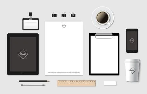 Blank vector branding template mockup for CI presentation Illustrazione stock