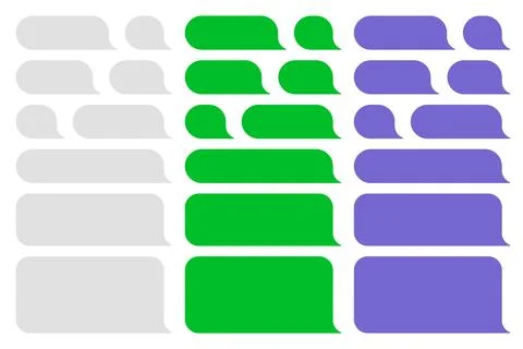 Blank vector message bubbles. Chat or messenger speech bubble. SMS text frame Stock Illustration