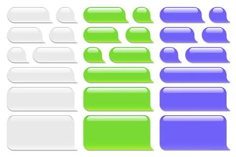 Blank vector message bubbles. Chat or messenger speech bubble. SMS text frame Stock Illustration