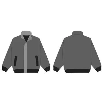 Blank vector mockup jacket in front and back view isolated on white backgro.. Illustrazione stock