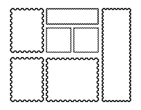 Blank Vector Postage Stamp Set. Rectangle and Square Frames イラスト素材