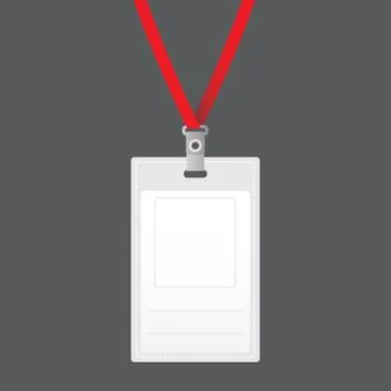 Blank vector vertical badge holder with bright light lace. Isolated on grey back Stock Illustration