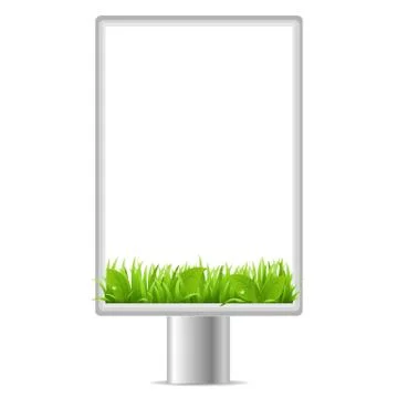 Blank vertical billboard with grass Stock Illustration